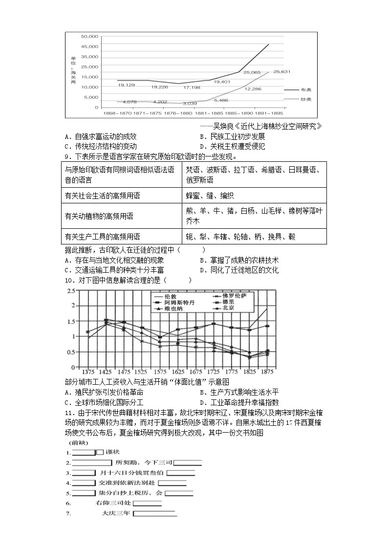 湖南省岳阳县第一中学2022-2023学年高三下学期期末模拟考试历史试题03