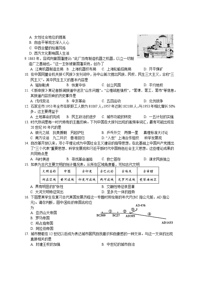2023年湖南省邵阳市隆回县高中学业水平合格性考试模拟历史试题02