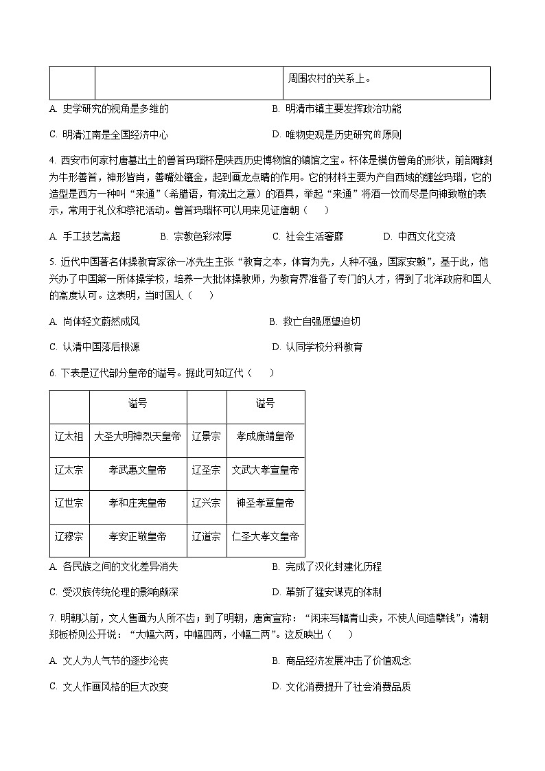 2022-2023学年江苏省连云港市赣马高级中学高二下学期5月学情检测历史试题含答案02
