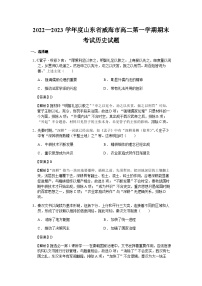 2022-2023学年山东省威海市高二第一学期期末考试历史试题含解析