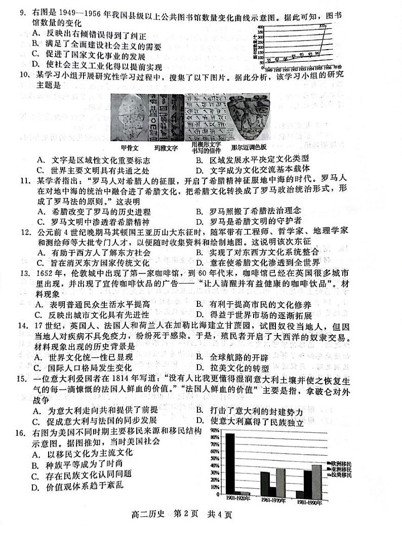 2022-2023学年河北省邯郸市九校联考高二下学期期中考试历史试题PDF版含答案02