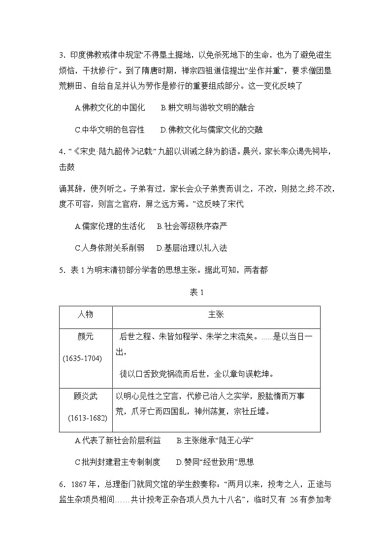 2022-2023学年山东省菏泽市高二第二学期期中考试历史试题含答案02