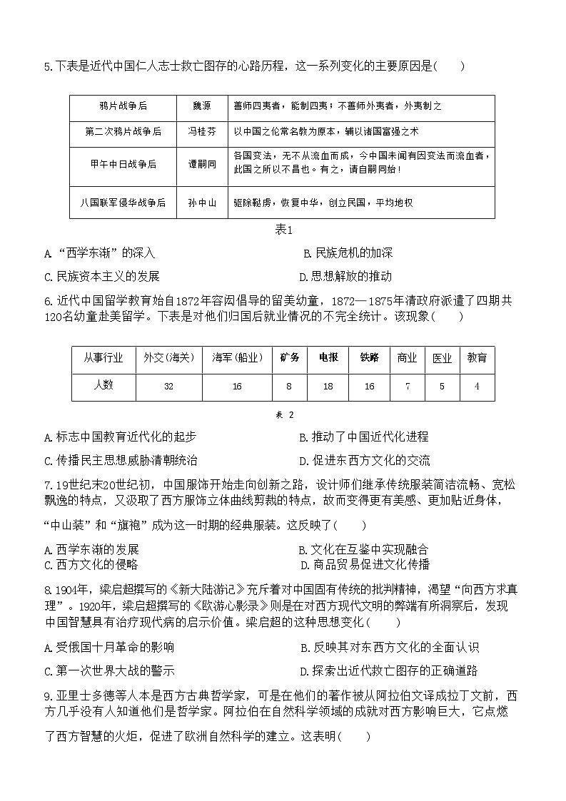 2022-2023学年山东省临沂市沂水县高二下学期期中考试历史试题含答案03