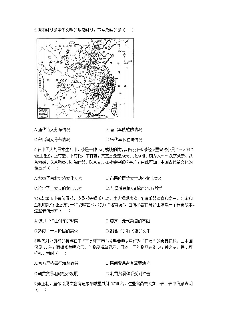 2022-2023学年云南省昆明市云南师大附中高二下学期期中考试历史试题含答案02