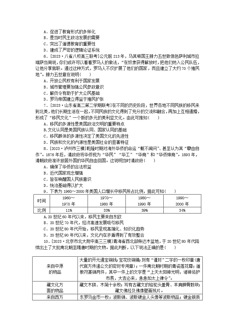 2024版新教材高考历史复习特训卷单元检测十二文化交流与传播02