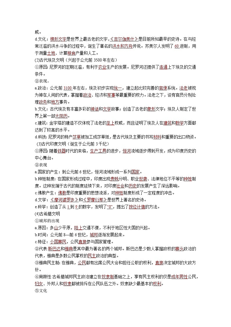 第一单元  古代文明的产生与发展——【期末复习】高中历史全册必背知识点梳理（中外历史纲要下册）02