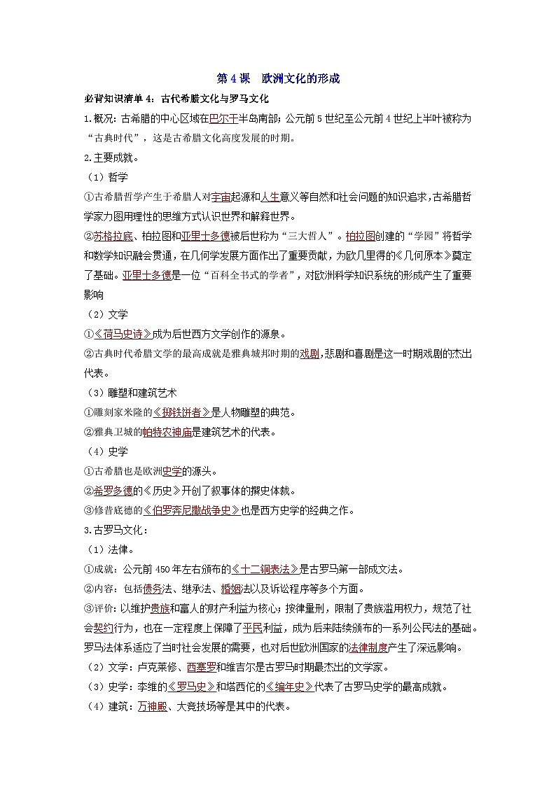 第二单元  丰富多样的世界文化 ——【期末复习】高中历史全册必背知识点梳理（选择性必修三）02