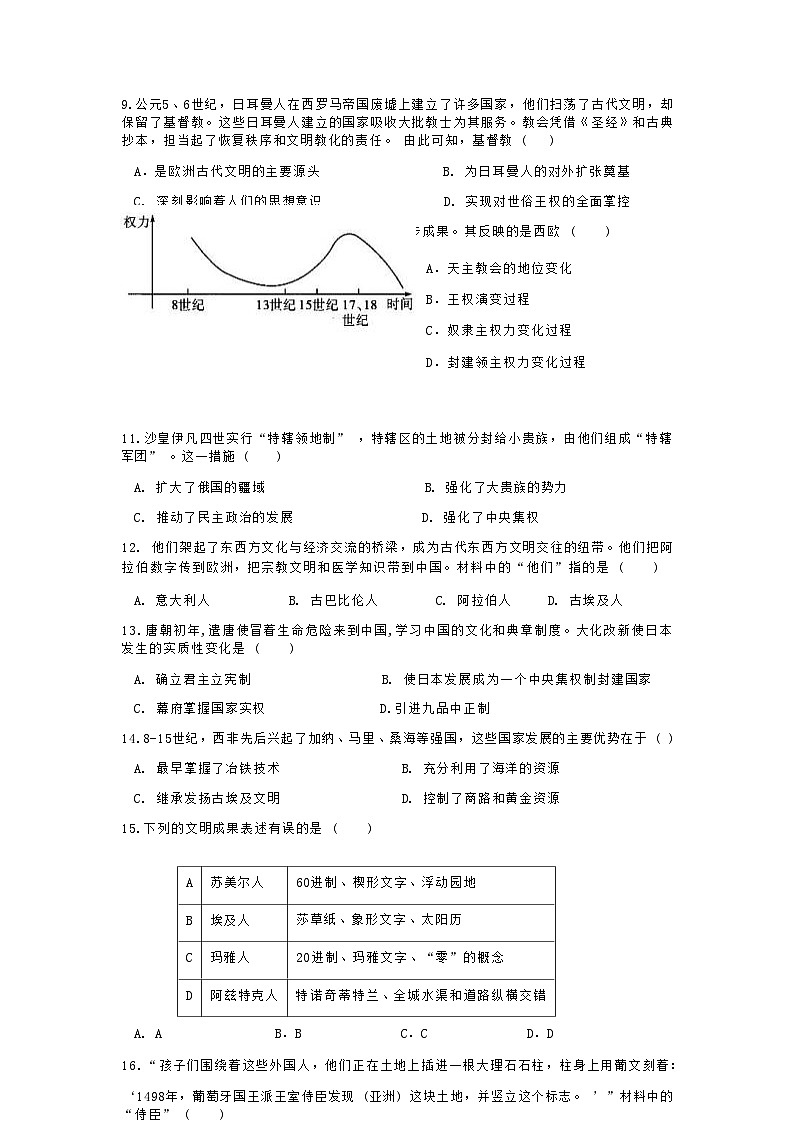 2022-2023学年江苏省淮安市高中校协作体第二学期高一期中考试历史试题含答案第3页