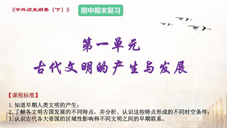 第一单元 古代文明的产生与发展（课件）——2022-2023学年高一历史单元复习课件+期末检测卷（中外历史纲要下）第1页