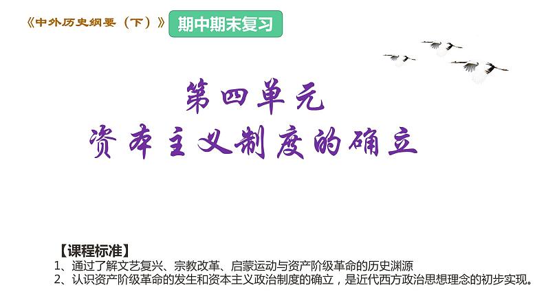 第四单元 资本主义制度的确立（课件）——2022-2023学年高一历史单元复习课件+期末检测卷（中外历史纲要下）01