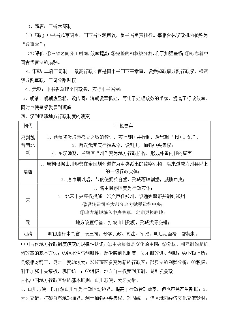 考点01  政治制度——高二历史下学期期末复习考点精练学案（选择性必修一 国家制度与社会治理）（原卷版）第3页