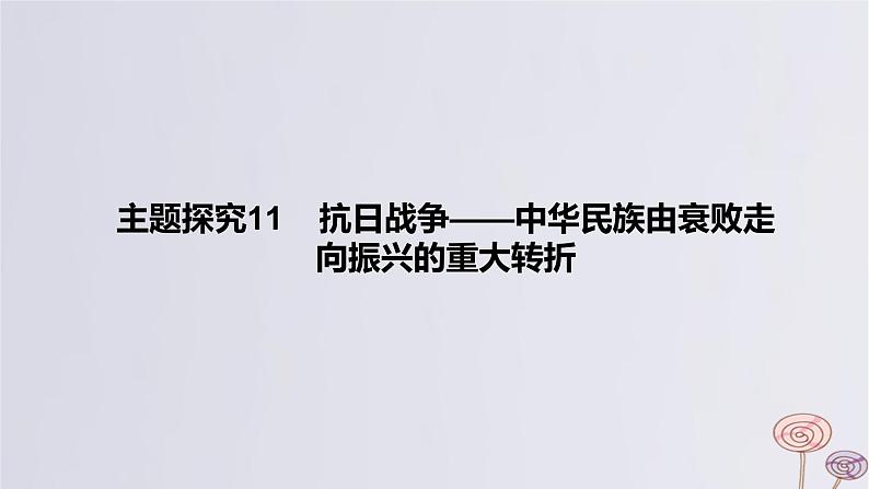 2024版高考历史一轮复习教材基础练第七单元中华民族的抗日战争和人民解放战争主题探究11抗日战争__中华民族由衰败走向振兴的重大转折教学课件第1页