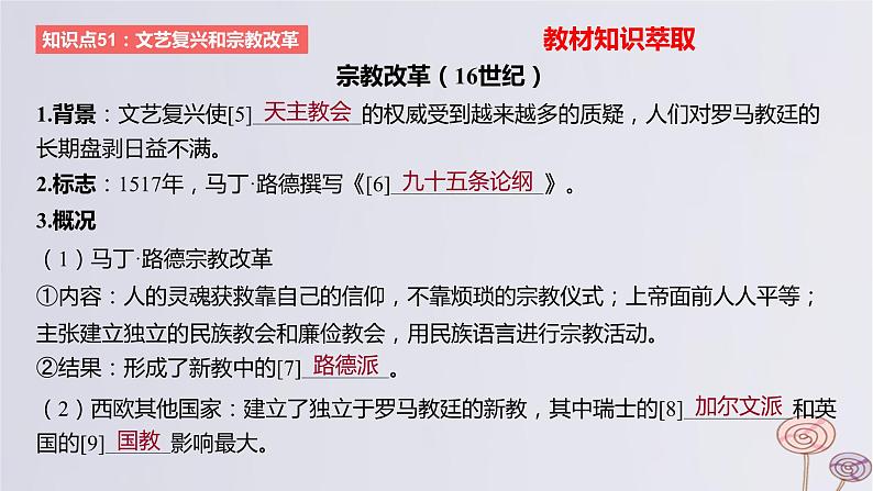 2024版高考历史一轮复习教材基础练第十单元走向整体的世界和资本主义制度的确立第2节欧洲的思想解放运动教学课件第7页