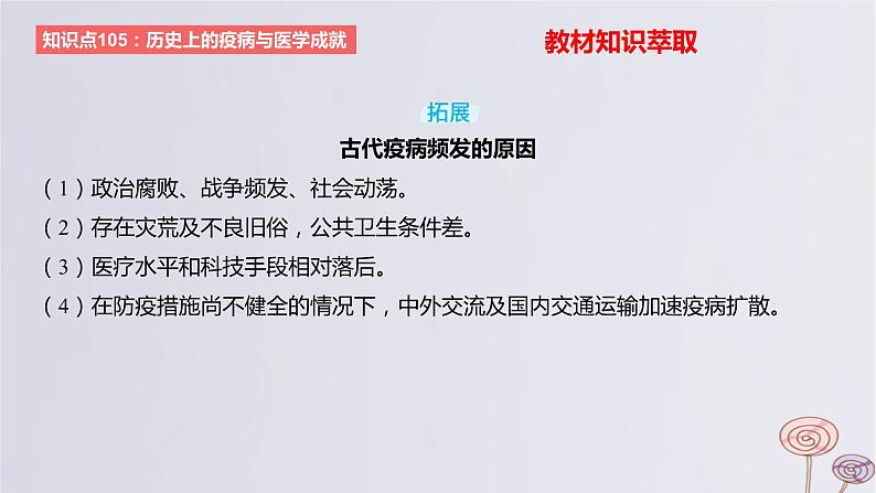 2024版高考历史一轮复习教材基础练第十五单元经济与社会生活第6节医疗与公共卫生教学课件第8页