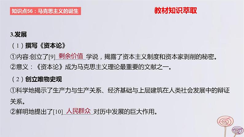 2024版高考历史一轮复习教材基础练第十一单元工业革命与马克思主义的诞生及世界殖民体系的形成第2节马克思主义的诞生与传播教学课件07