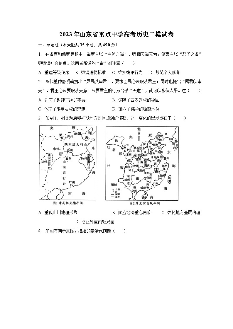 2023年山东省重点中学高考历史二模试卷（含解析）01