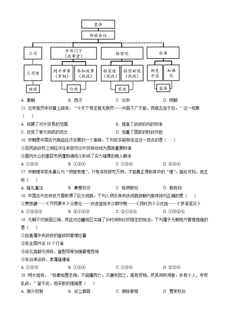 2023北京昌平高一（上）期末历史（教师版）第3页