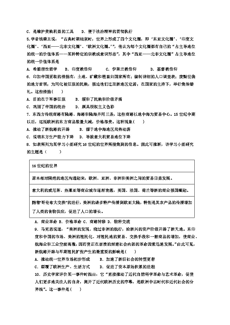 河南省郑州市第七高级中学2022-2023学年高一下学期末考试模拟历史试题02