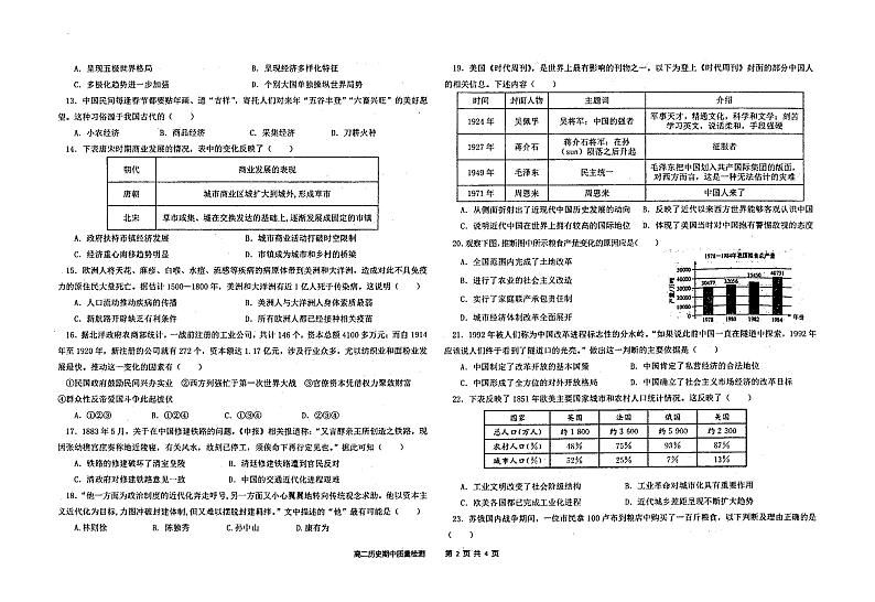 陕西省渭南市蒲城县蒲城中学2022-2023学年高二下学期期中考试历史试题02