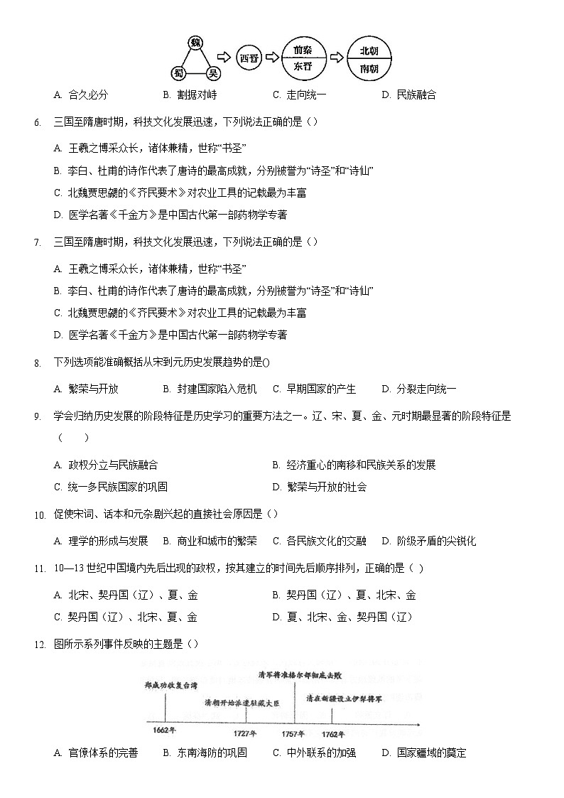 2021北京北师大实验中学高一（上）期中历史（教师版） 试卷02