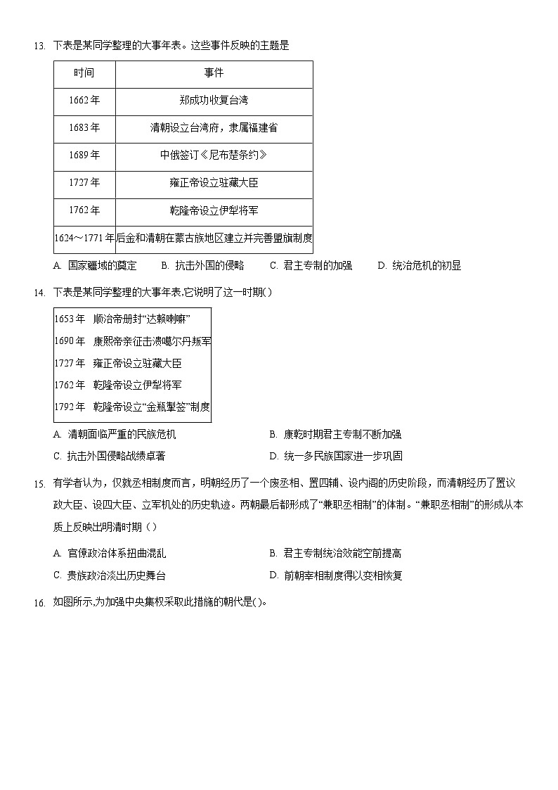 2021北京北师大实验中学高一（上）期中历史（教师版） 试卷03