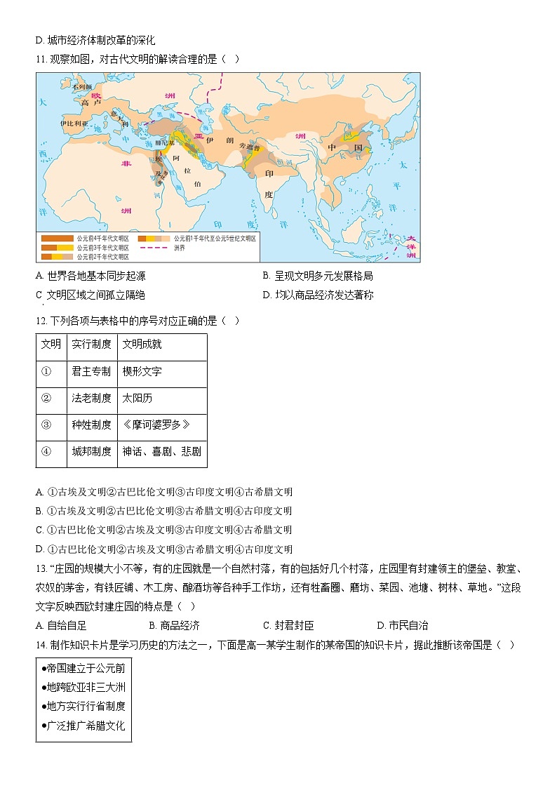 2022北京朝阳高一（下）期末历史（教师版） 试卷03