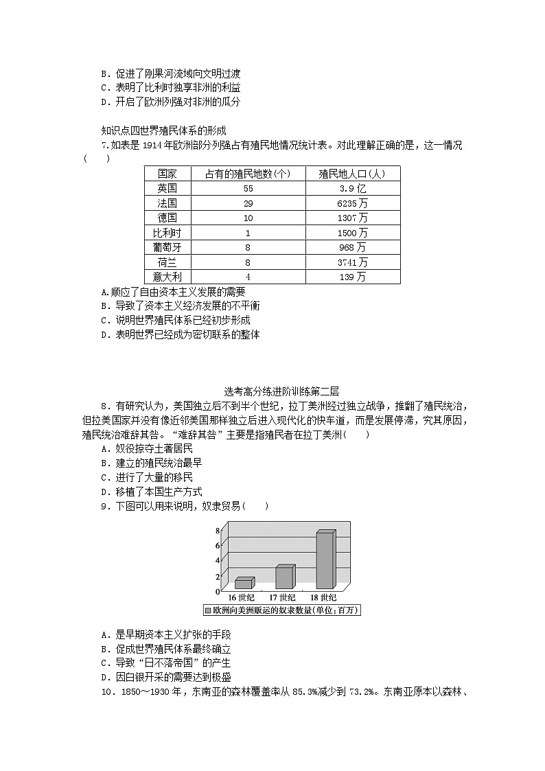 2023版新教材高中历史第六单元世界殖民体系与亚非拉民族独立运动第12课资本主义世界殖民体系的形成课时作业部编版必修中外历史纲要下02