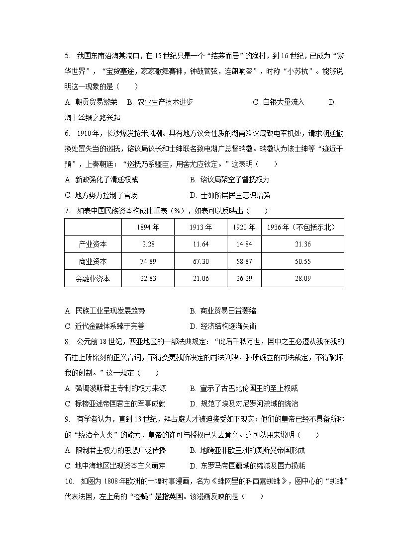 2023年全国统一高考历史试卷（新课标）（含解析）第2页