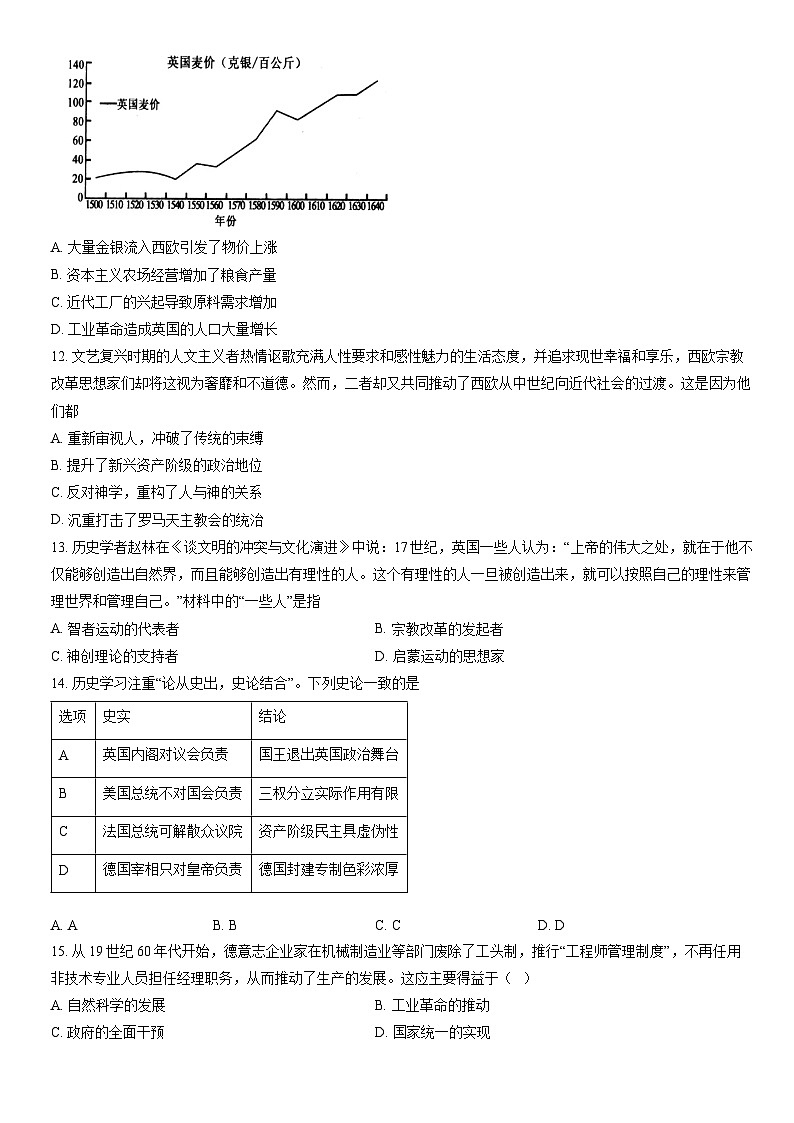 2022北京八十中高一（下）期中历史（选考）（教师版）第3页