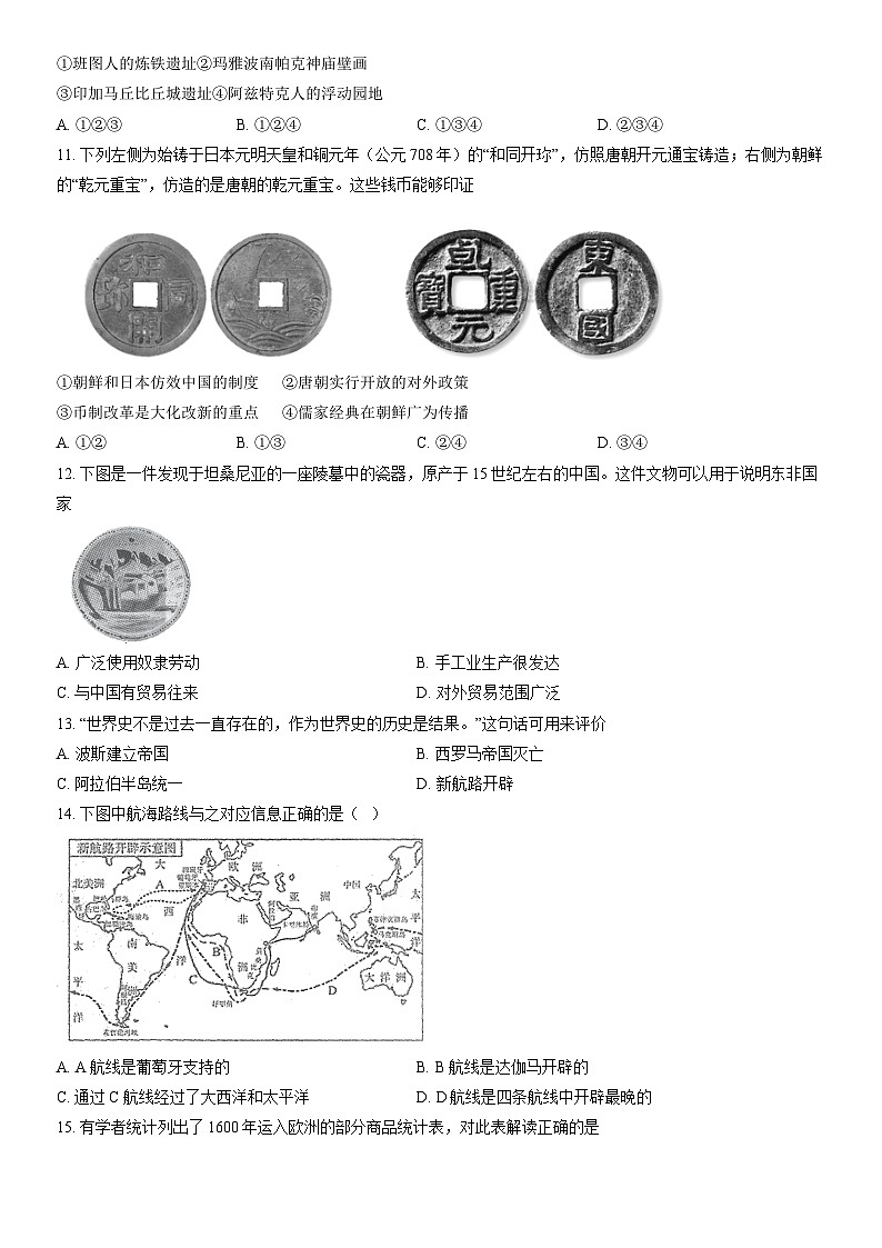 2022北京师大附中高一（下）期中历史（教师版） 试卷03