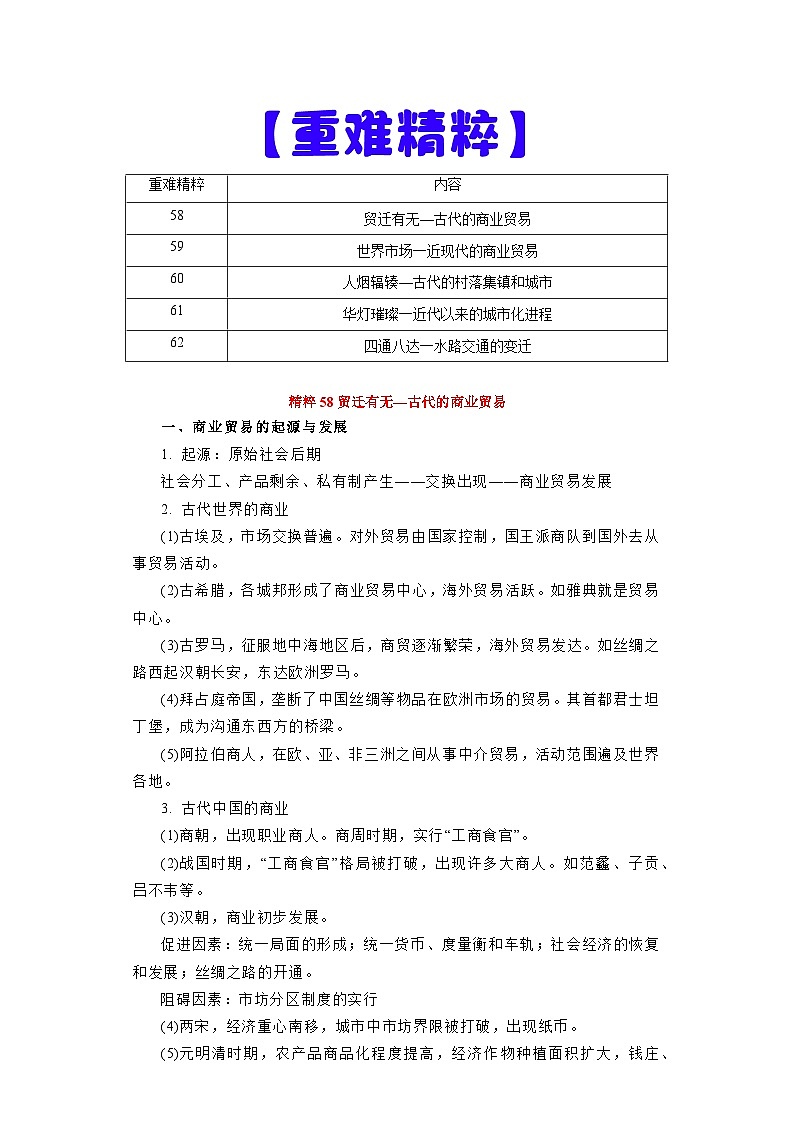 专题17  中西方商业贸易、城市化进程和水陆交通变迁-高考历史专练（新高考专用）第2页