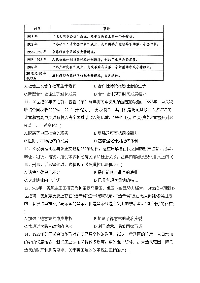 辽宁省名校2023届高三下学期第一次模拟考试历史试卷(含答案)第3页