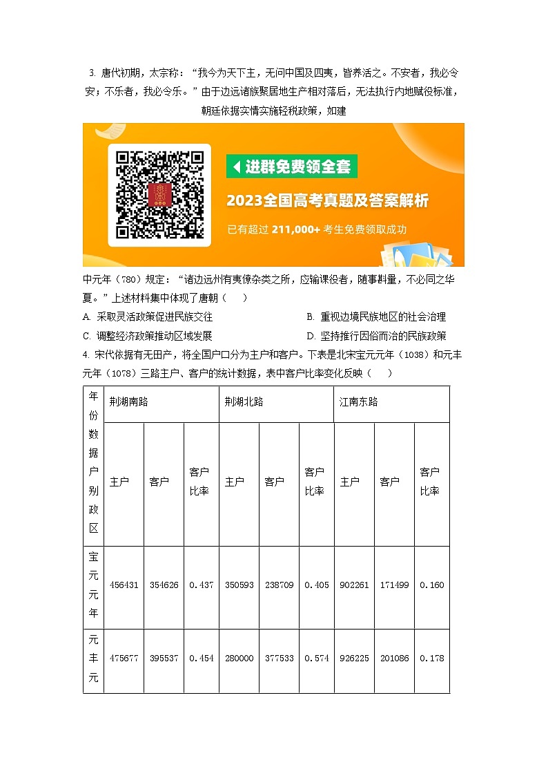 2023年新高考湖北卷历史高考真题解析02