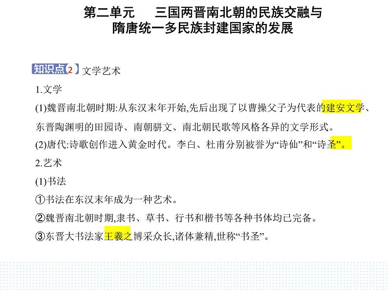 2023人教版高中历史必修中外历史纲要（上）第二单元 三国两晋南北朝的民族交融与隋唐统一多民族封建国家的发展 第8课 三国至隋唐的文化课件PPT第3页