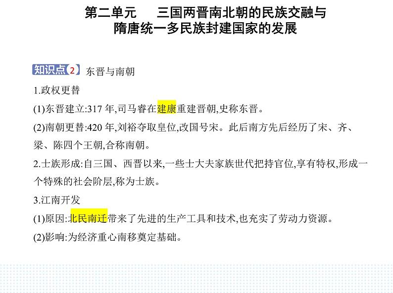 2023人教版高中历史必修中外历史纲要（上）第二单元 三国两晋南北朝的民族交融与隋唐统一多民族封建国家的发展 第5课 三国两晋南北朝的政权更迭与民族交融课件PPT第2页