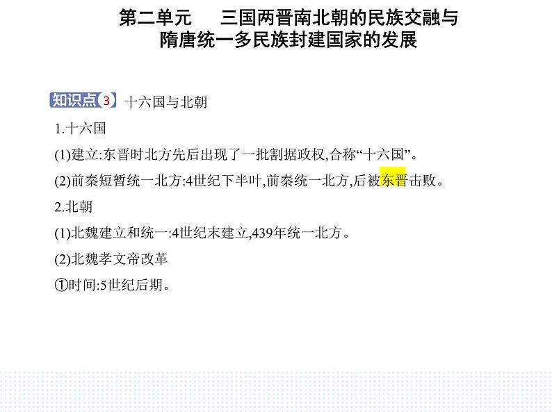 2023人教版高中历史必修中外历史纲要（上）第二单元 三国两晋南北朝的民族交融与隋唐统一多民族封建国家的发展 第5课 三国两晋南北朝的政权更迭与民族交融课件PPT第3页