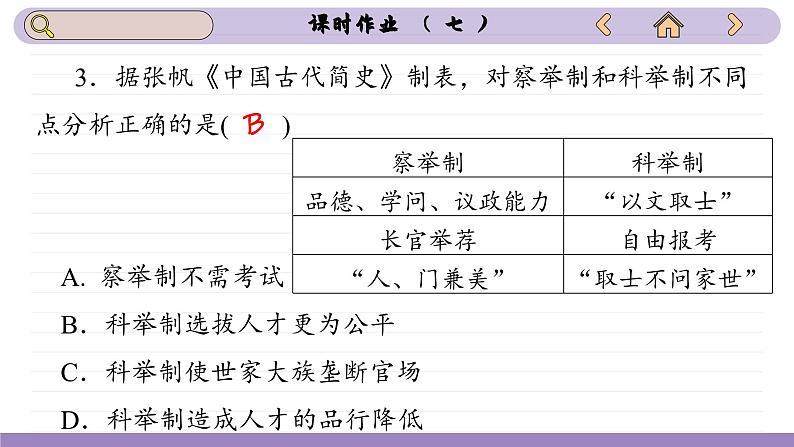 第7课 隋唐制度的变化与创新（练习课件PPT）第6页