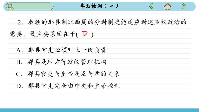 人教版高中历史选修1 第一单元测评（课件PPT）04