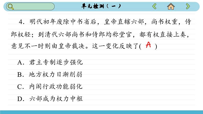 人教版高中历史选修1 第一单元测评（课件PPT）08