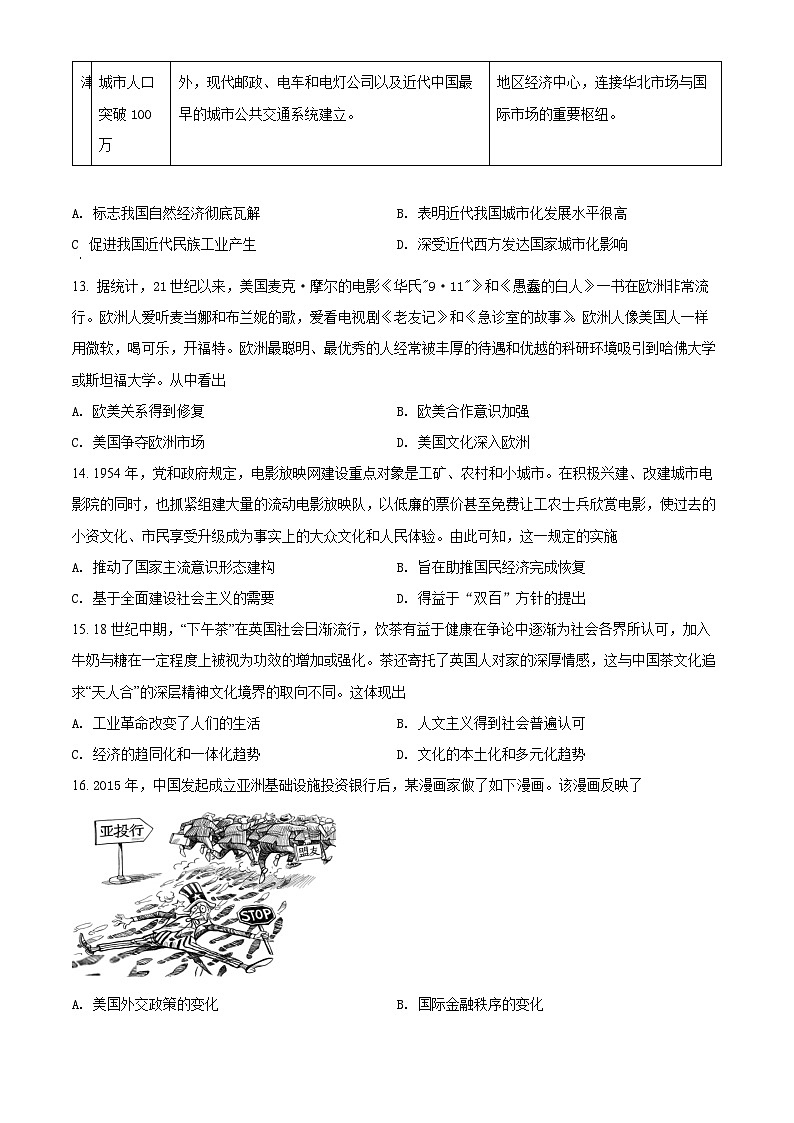2022盐城响水中学高二下学期期末考试历史试题含解析03