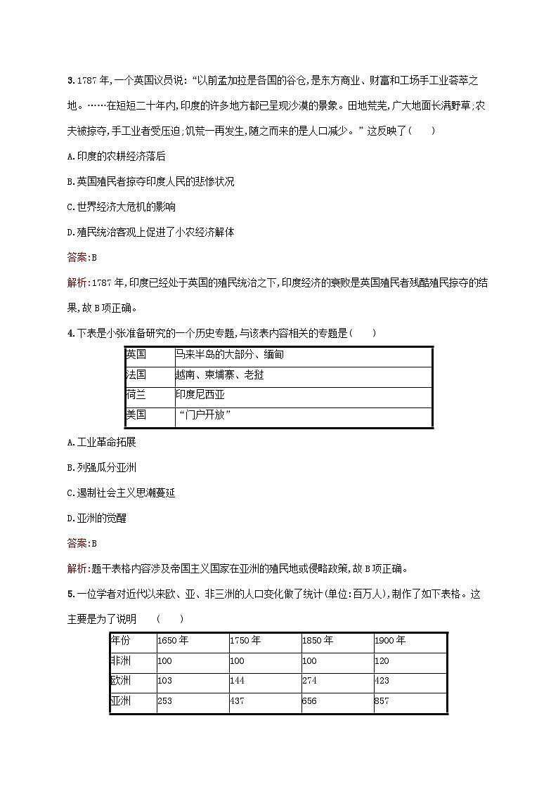 新教材适用2023年高中历史第六单元世界殖民体系与亚非拉民族独立运动测评部编版必修中外历史纲要下02