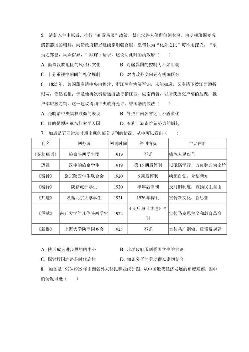 2023年湖南省一起考大联考高考历史模拟试卷（5月份）02