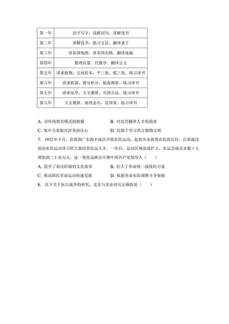 2023年广东省佛山市南海区重点中学高考历史保温试卷（三模）02