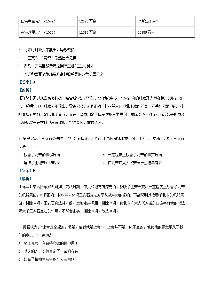 陕西省铜川市第一中学2021-2022学年高二历史下学期期末考试试题（Word版附解析）03