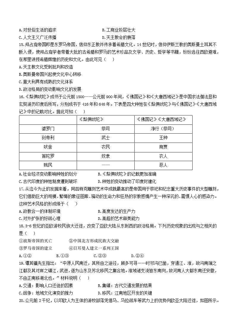 河南省郑州市第三十一中学2022-2023学年高二下期第一次月考历史试题第3页