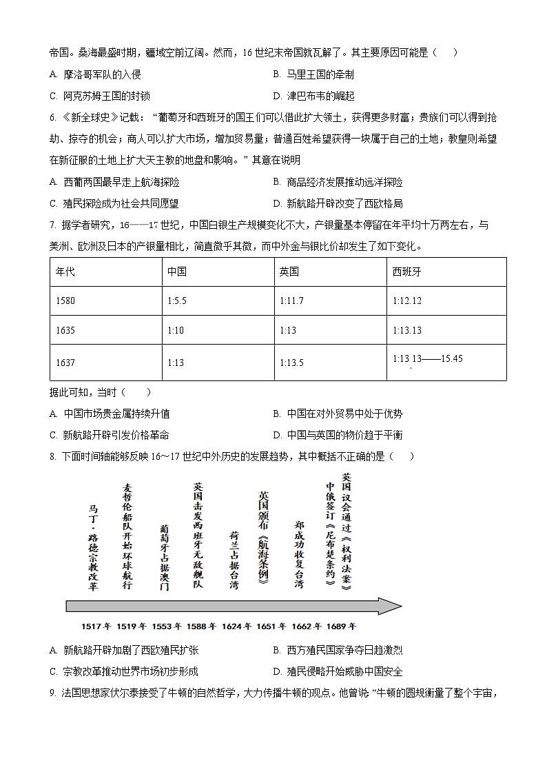 2023江苏省淮宿七校高一下学期期中历史试题含解析02