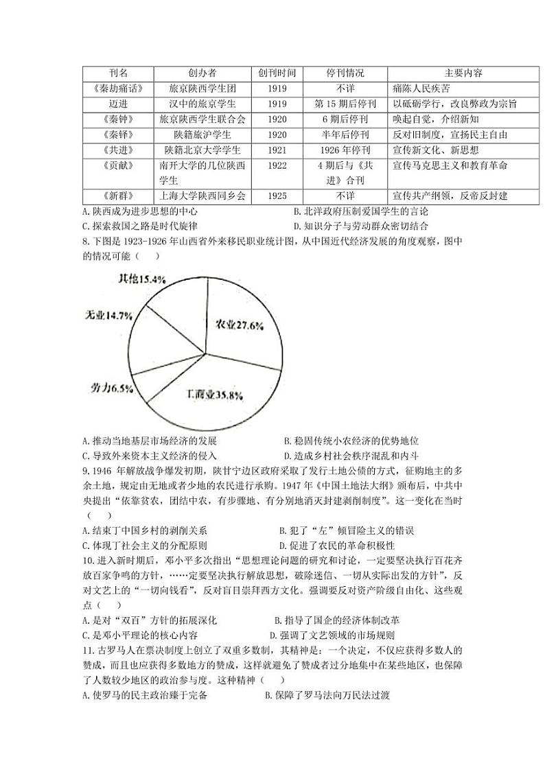 2023届湖南省“一起考”大联考高三下学期5月模拟考试历史试题第2页
