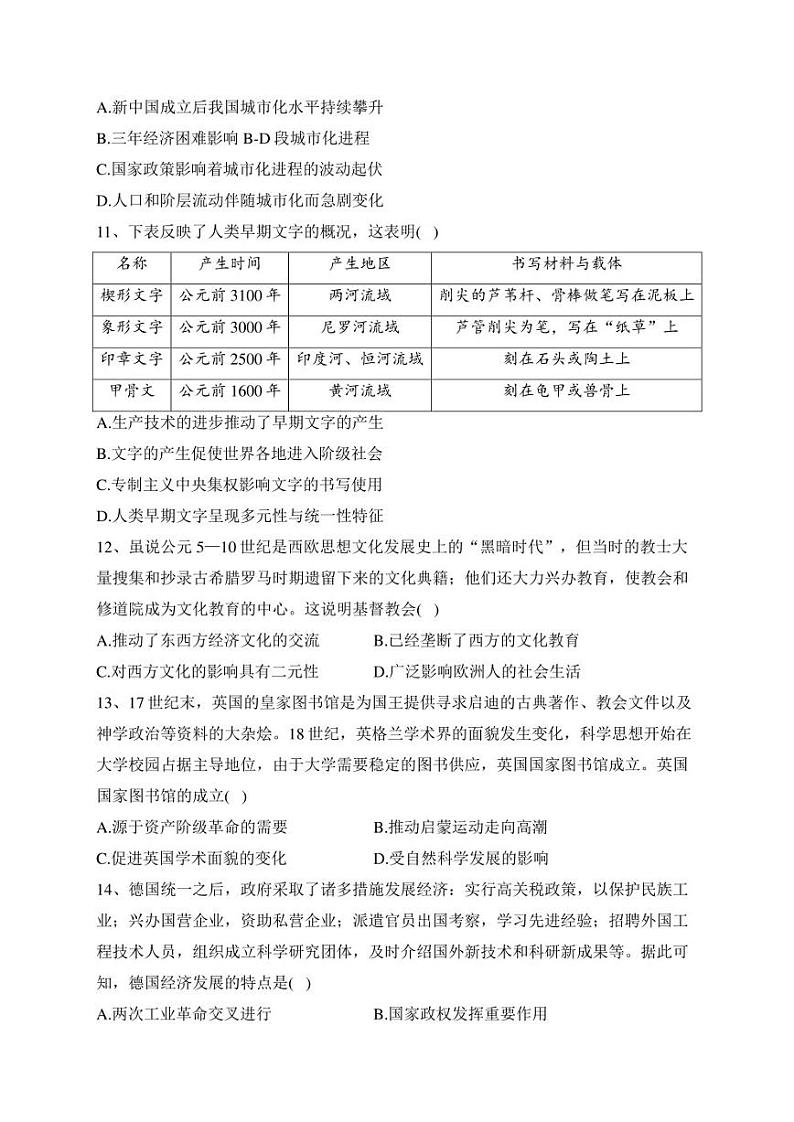 湖北省部分名校2022-2023学年高二5月联考历史试卷(含答案)第3页