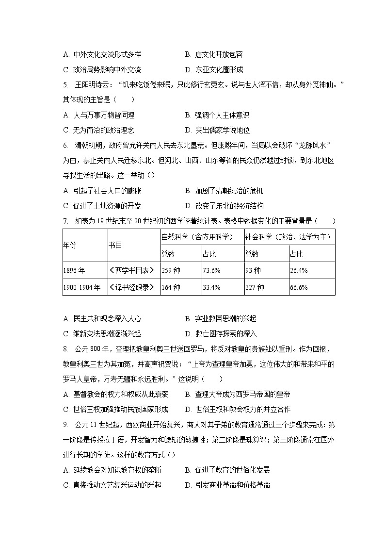 2022-2023学年广东省珠海市金砖四校高二（下）期中历史试卷（含解析）02