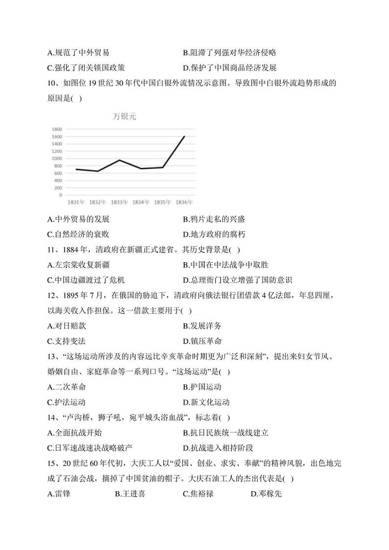 山东省2022年夏季普通高中学业水平合格考试历史试卷(含答案)第2页